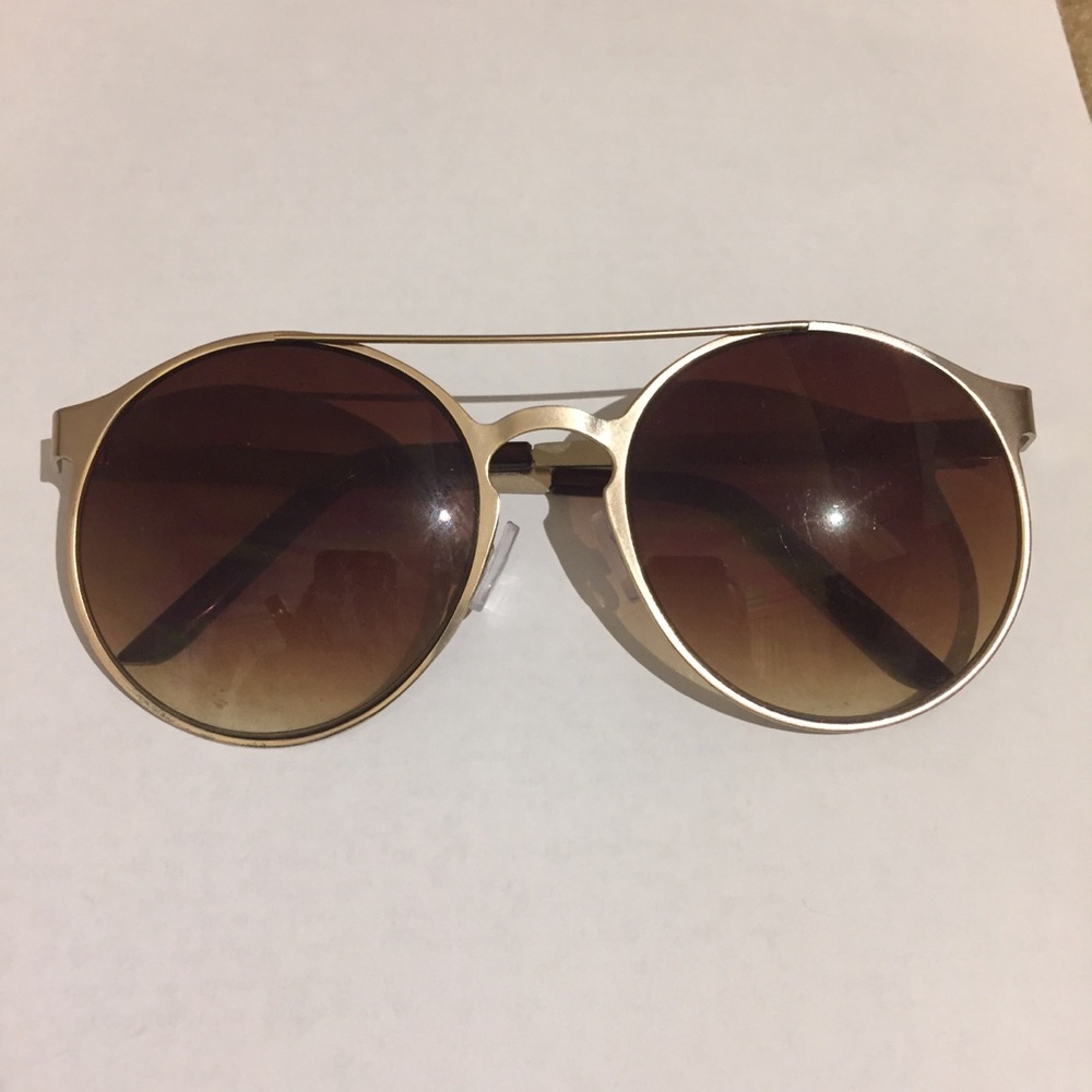 Brown and gold fade circle sunglasses